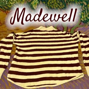 MADEWELL Ashbury Mockneck MERINO BLEND Sweater Kelsey Stripe Sunfaded Mint Sz S